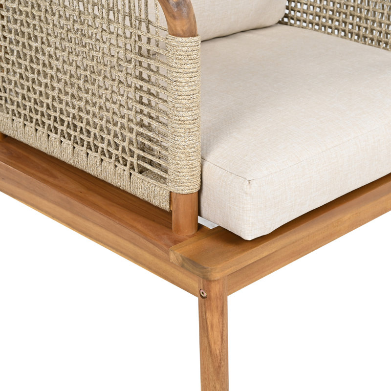 Ensemble de canapé d'extérieur 3 pièces en bois d'acacia et corde