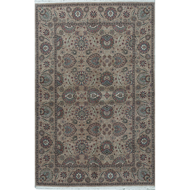 Tapis gris de haute qualité noué à la main