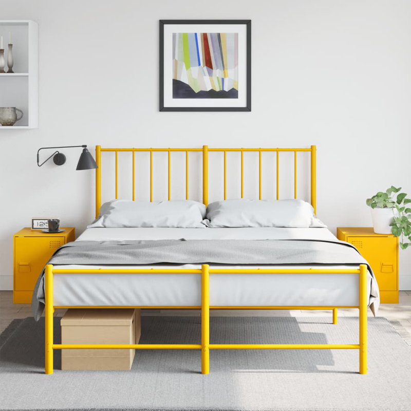 66 34.5 cm W Steel Bedside Table, Mustard Yellow, Set of 2