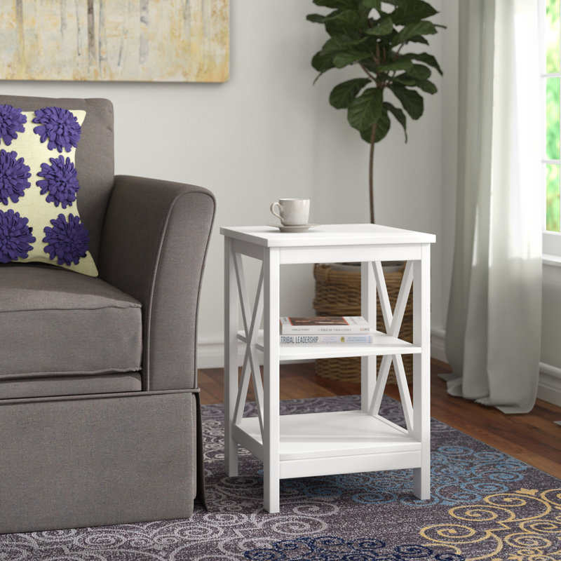 Longe Solid Wood End Table, White