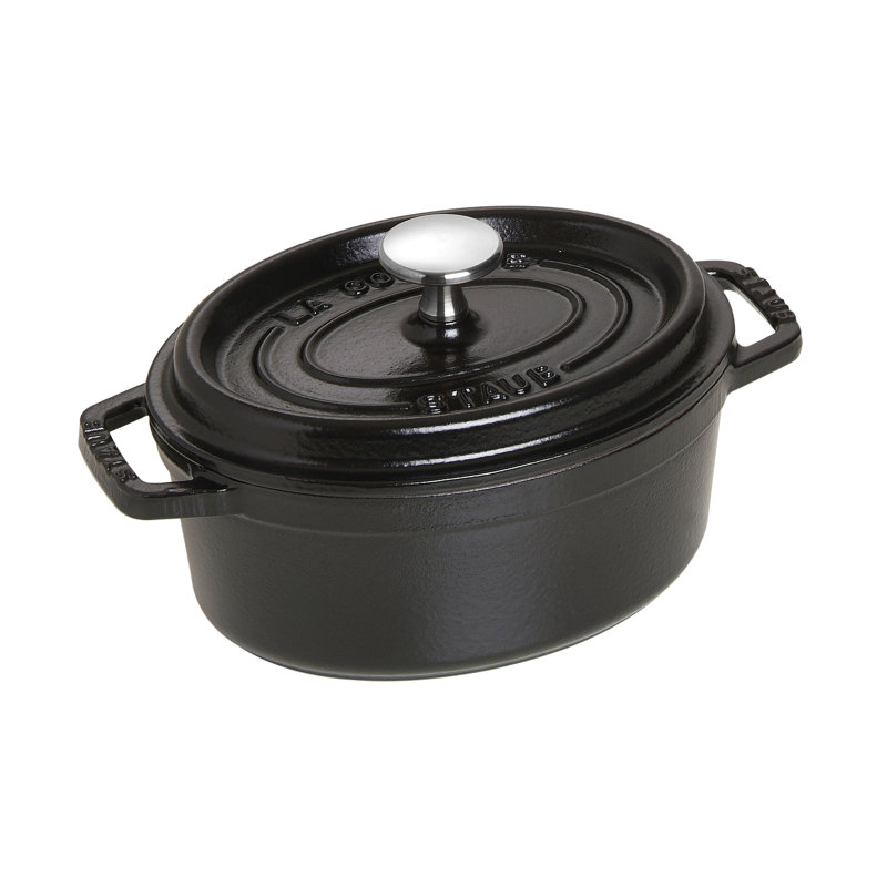 Staub Cast Iron 1.06-qt Oval Cocotte, Black Matte, 1.06 Quart