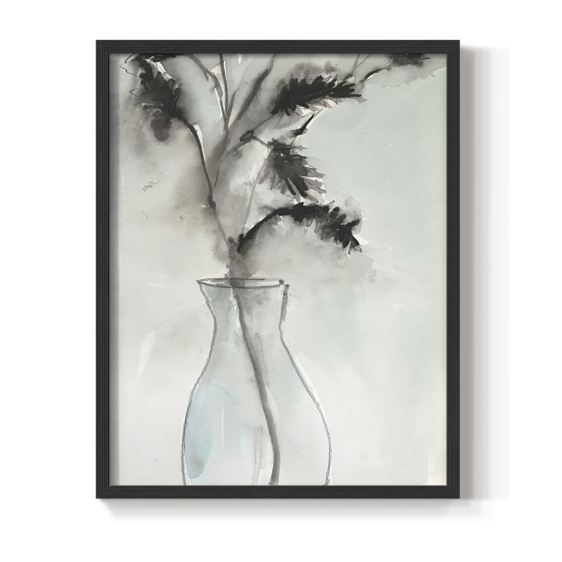 «Soft Ferns II», reproduction encadrée - bois massif, Noir, H 14 po x l 11 po