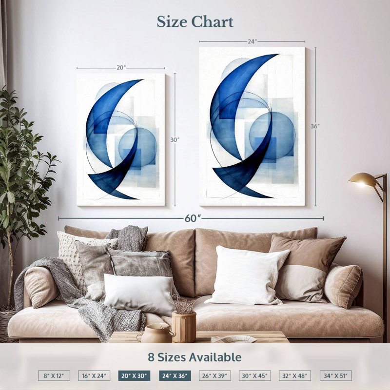 Avery Dynamic Blue Circles II, 36" H x 24" W