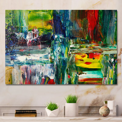 Strokes In Shade Of Green - reproduction de cadre flottant sur toile