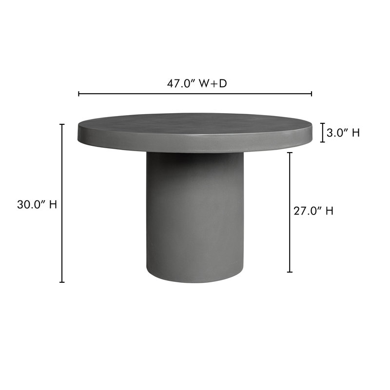 Matte Gray Round Concrete Pedestal Dining Table