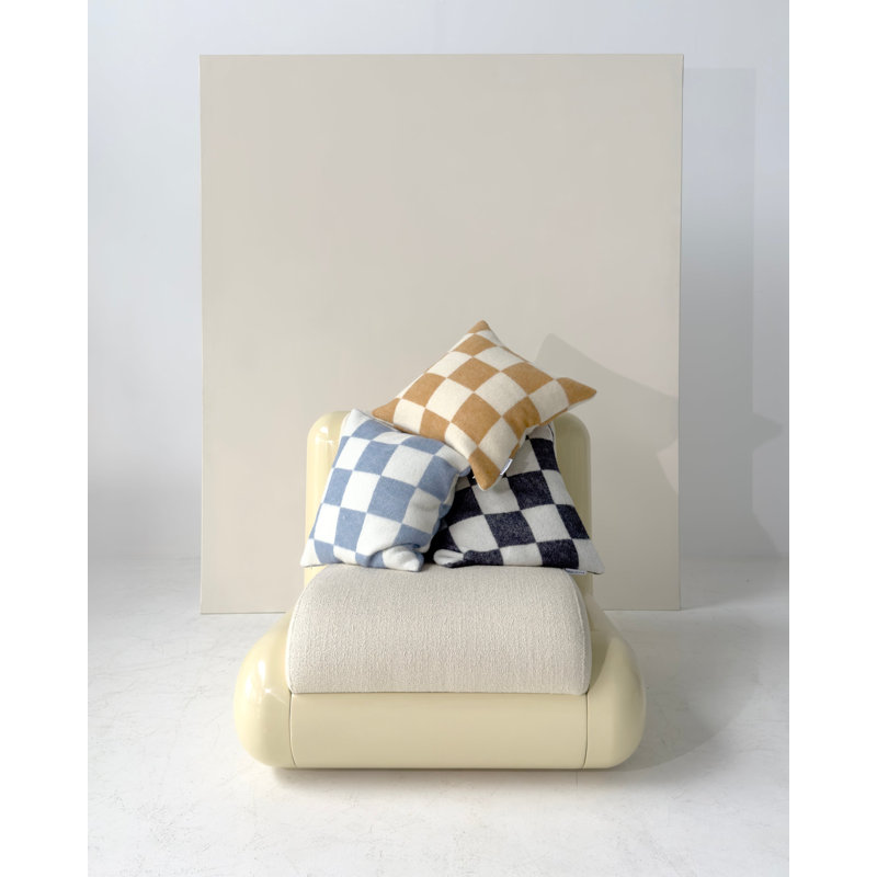 CHECKERBOARD Wool Lumbar Pillow Cover, Black/White