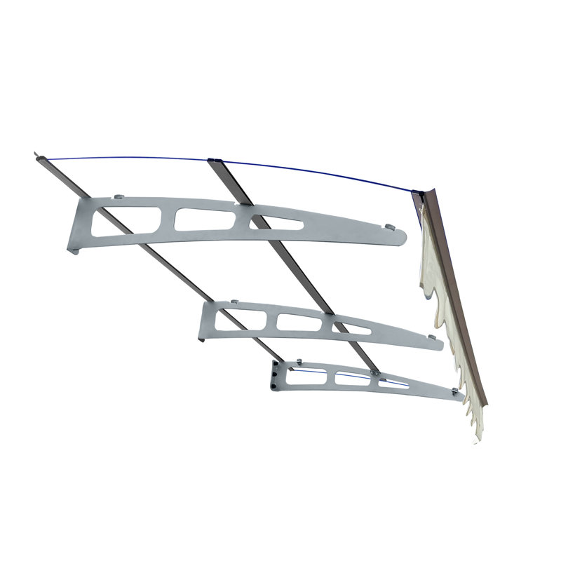 Auvent de fenêtre de 79 po x 34 po avec tôle de polycarbonate de 0,137 po d'épaisseur et supports en aluminium - Protection, résistance à la neige pour la maison en béton