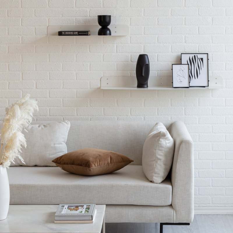 2 Piece Metal Bracket Shelf, White