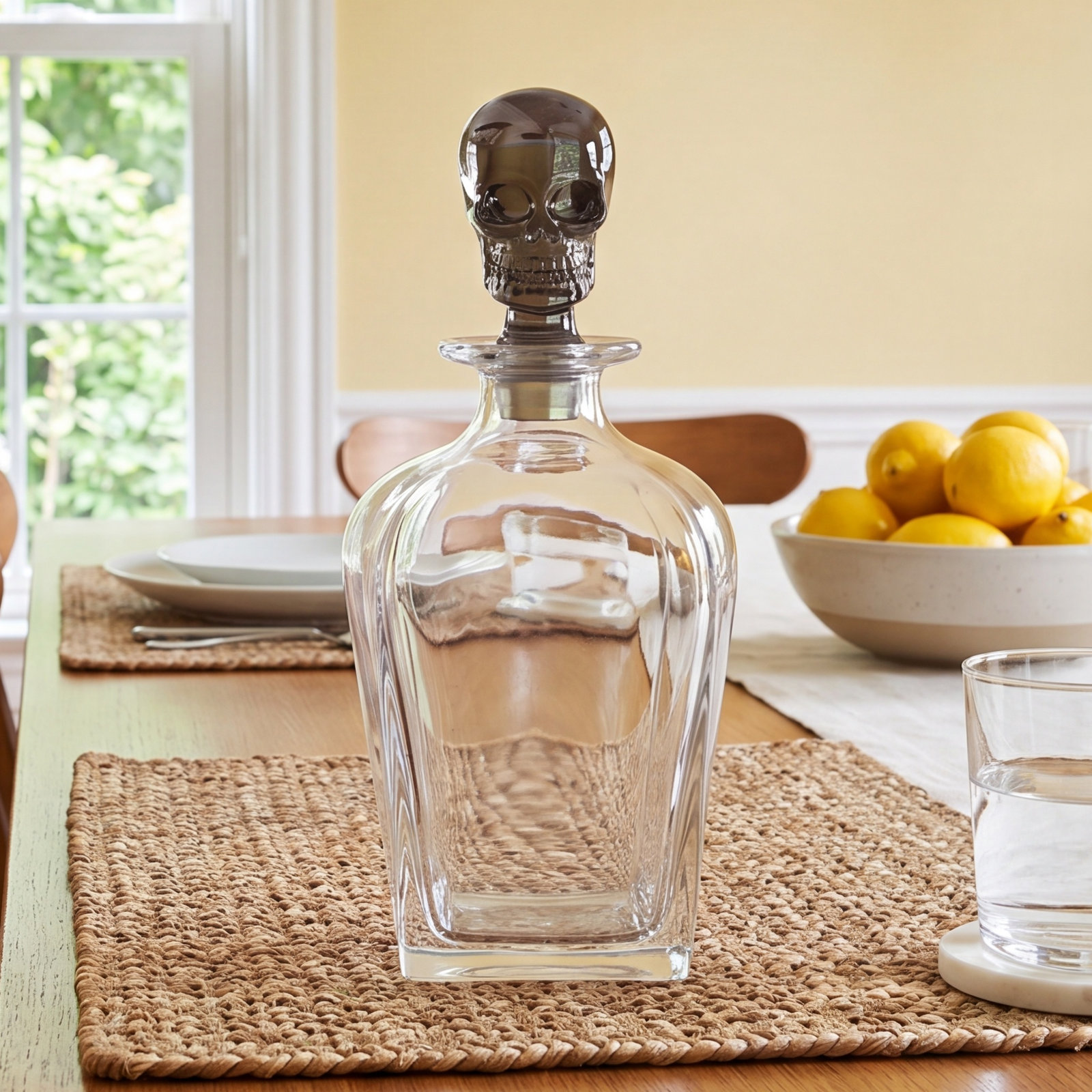 Lead Free Crystal Decanter, Gray/Clear