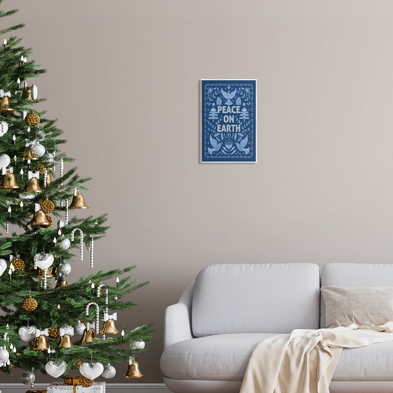 Peace on Earth - bleu at-143, H 15 po x l 10 po x P 0,5 po, Plaque murale