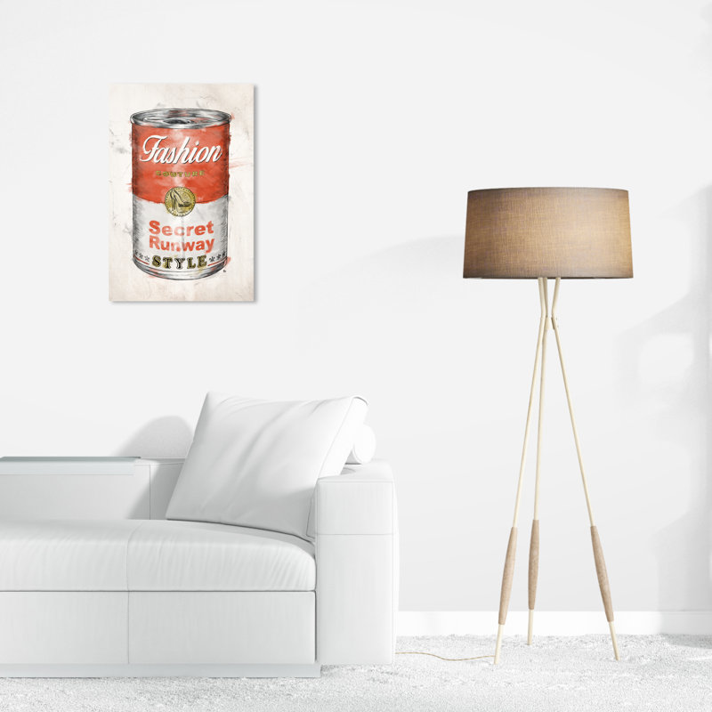 Art mural moderne sur toile Wynwood Studio Fashion and Glam - Orange Fashion Can Soup, L 16 po x H 24 po