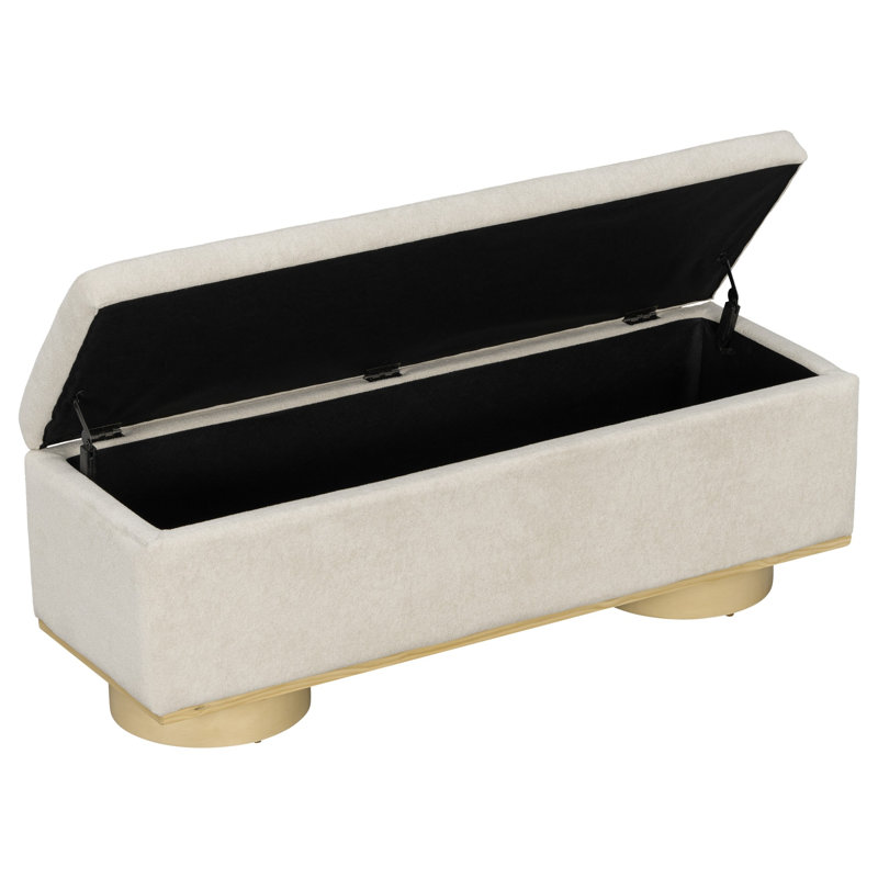 Faux Fur Upholstered Storage Bench, Beige