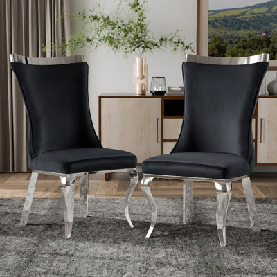 Chaise d'appoint l 26,4 po Glam (2 / CTN), argent / noir