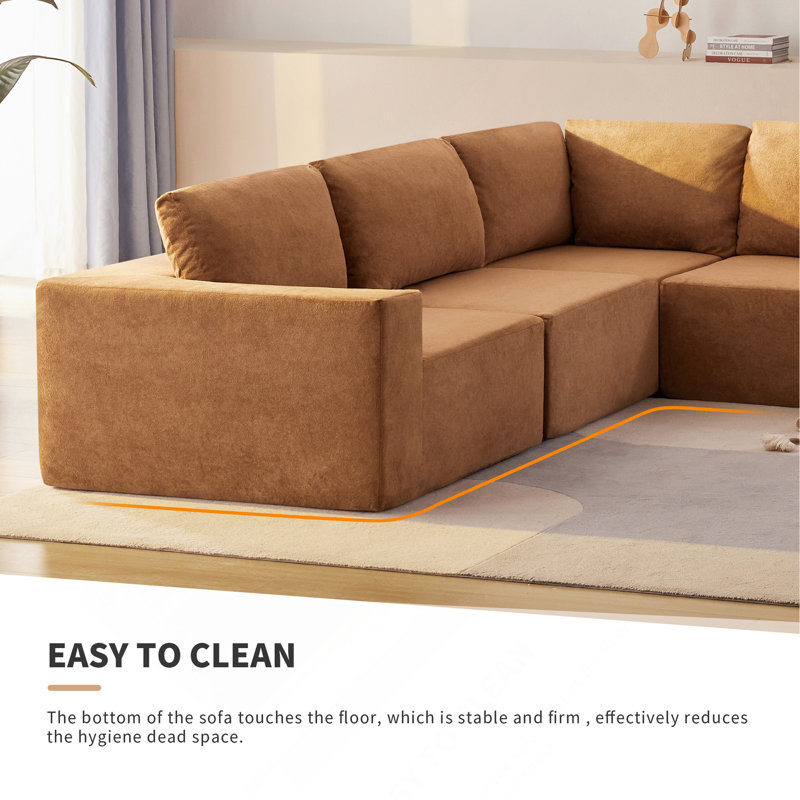 Versatile Modular Sofa Set For Home, No Assembly, Comfortable And Stylish, Brown Fabric