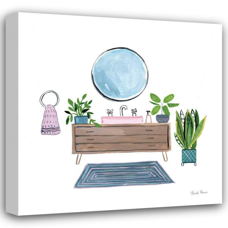 Toile tendue avec châssis Lark Manor ™, Zaman, Farida, "Green Bathroom I", H 20 po x l 20 po