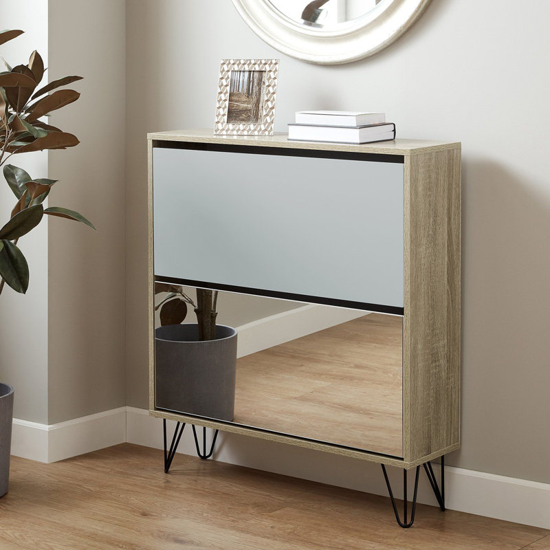 Azeil Flip Down Shoe Storage, Beige/Grey, 2 Shelves