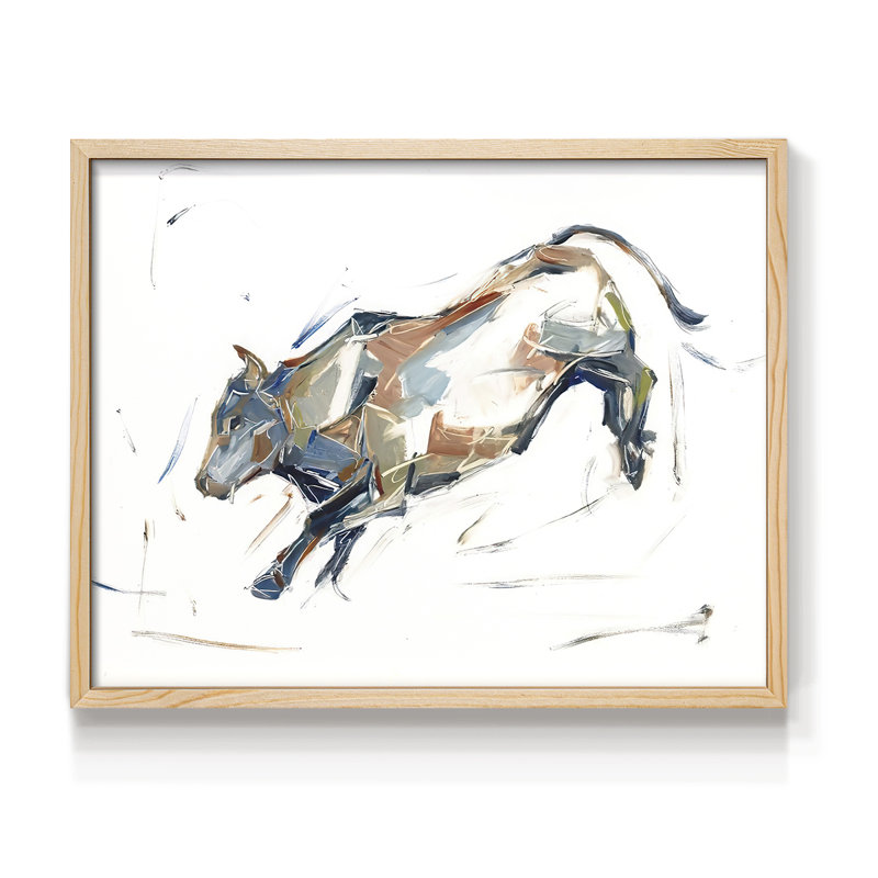 Modern Bull Study II -Framed Print - Restickable, 8" H x 10" W, Natural