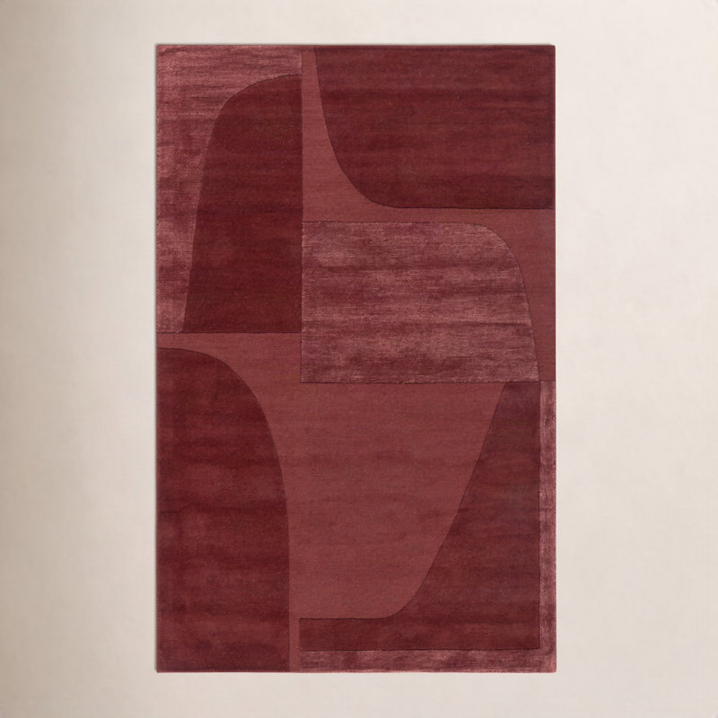Rust Wool, Viscose, Cotton Hand Tufted Rug, Rectangle 5' x 8'