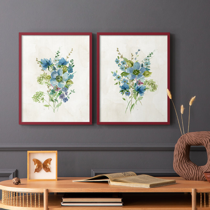 «Bouquet of Blue I», reproduction encadrée de qualité supérieure - prête à être accrochée - aucun clou requis - aucun clou requis