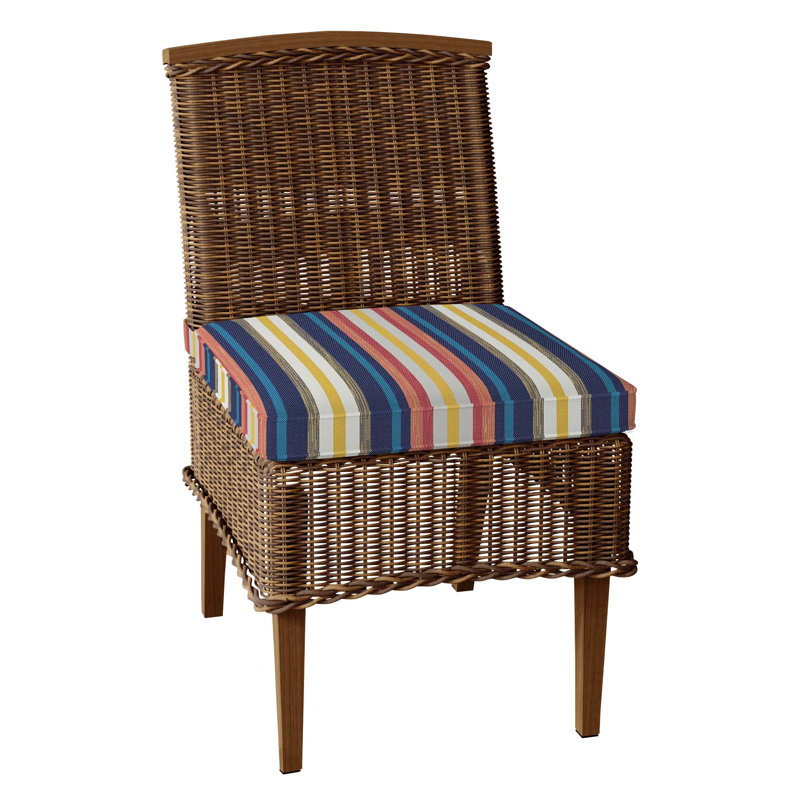 Astoria Patio Dining Side Chair with Cushions, Oyster, Rollo Silver, Welt