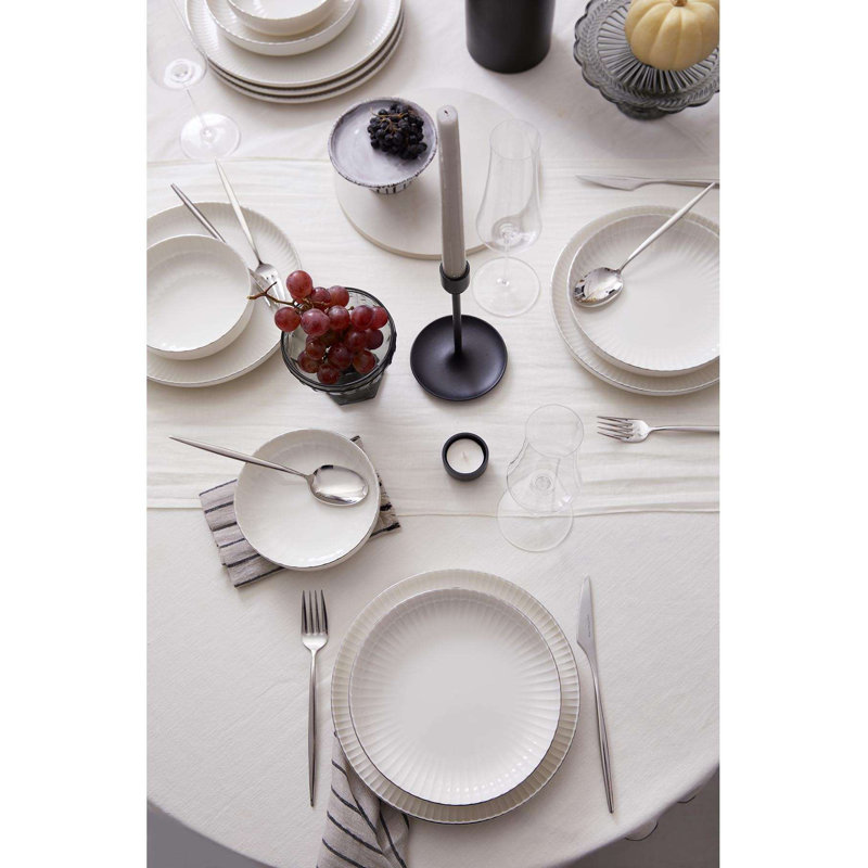 Elegant 18-Piece Dinner Set, Silver Color, 100% Porcelain | Includes 6 Service Plates (9.4 in), 6 Deep Plates (9.1 in), 6 Bowls (5.9 in) | Perfect for Formal Dining & Entertaining, Stylish and Durable Design