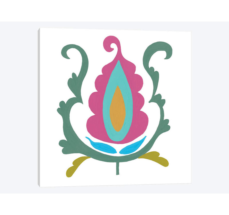 « suzani fleur i », reproduction sur toile, H 12 po x l 12 po x P 0,75 po, Toile tendue, Pas de tapis
