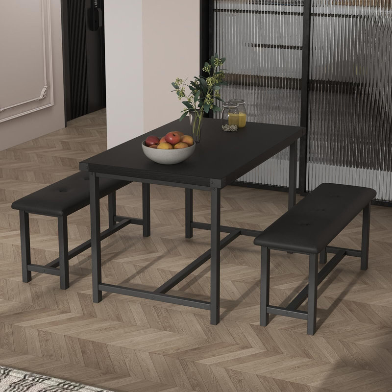 Dining Table With Bench, Black
