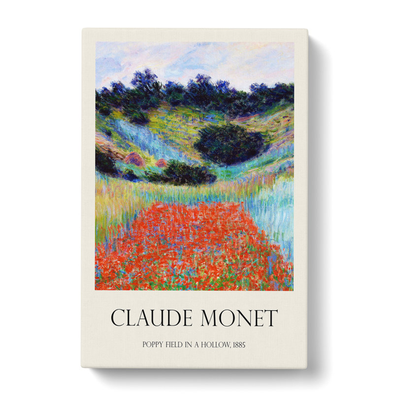 Poppy Field in a Valley Print by Claude Monet - Wrapped Canvas, 76cm H x 50cm W x 3cm D