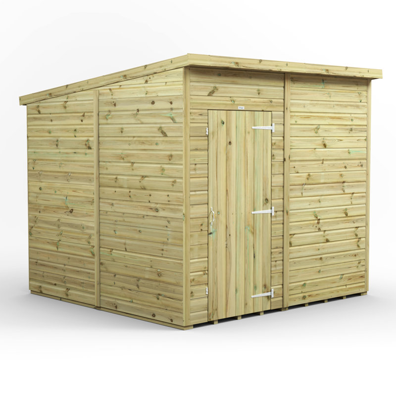 Powersheds 8 x 8ft Premium Pressure Treated Timber Windowless Garden Shed Pent