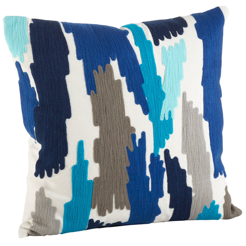Pennello Collection Embroidered Down Reversible Throw Pillow, Ocean Blue