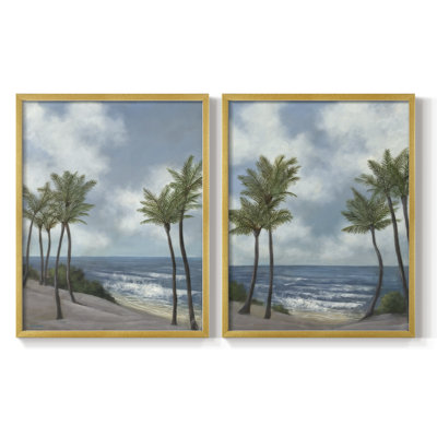 Impression encadrée Coastal Palm Tree I-Premium - prêt à être accroché - aucun clou requis - aucun clou requis
