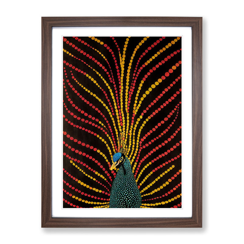 Peacock Dreams - Single Picture Frame Print, 64cm H x 46cm W x 2cm D, Walnut Framed