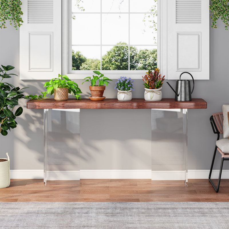 Surikova 47.24'' Modern Acrylic Console Table, Dark Brown