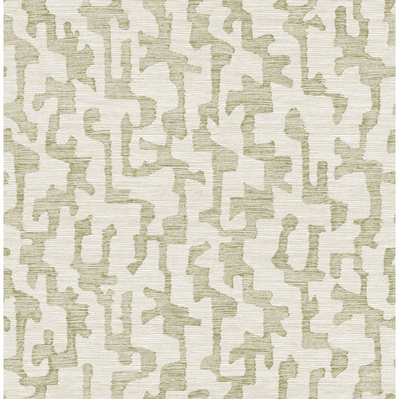 Papier peint motif géométrique faux chiffon C chiffre Moss, Vert