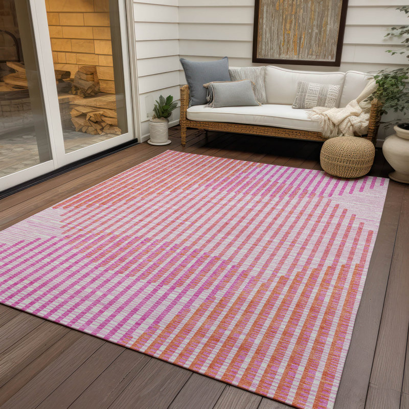 Machine Washable Indoor/Outdoor Chayden ACN1001 Pink, Rectangle 10' x 14'