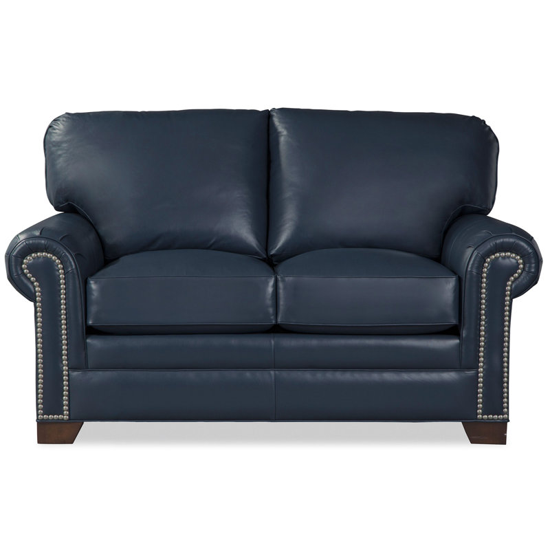 Copola Loveseat, Dark Blue Genuine Leather