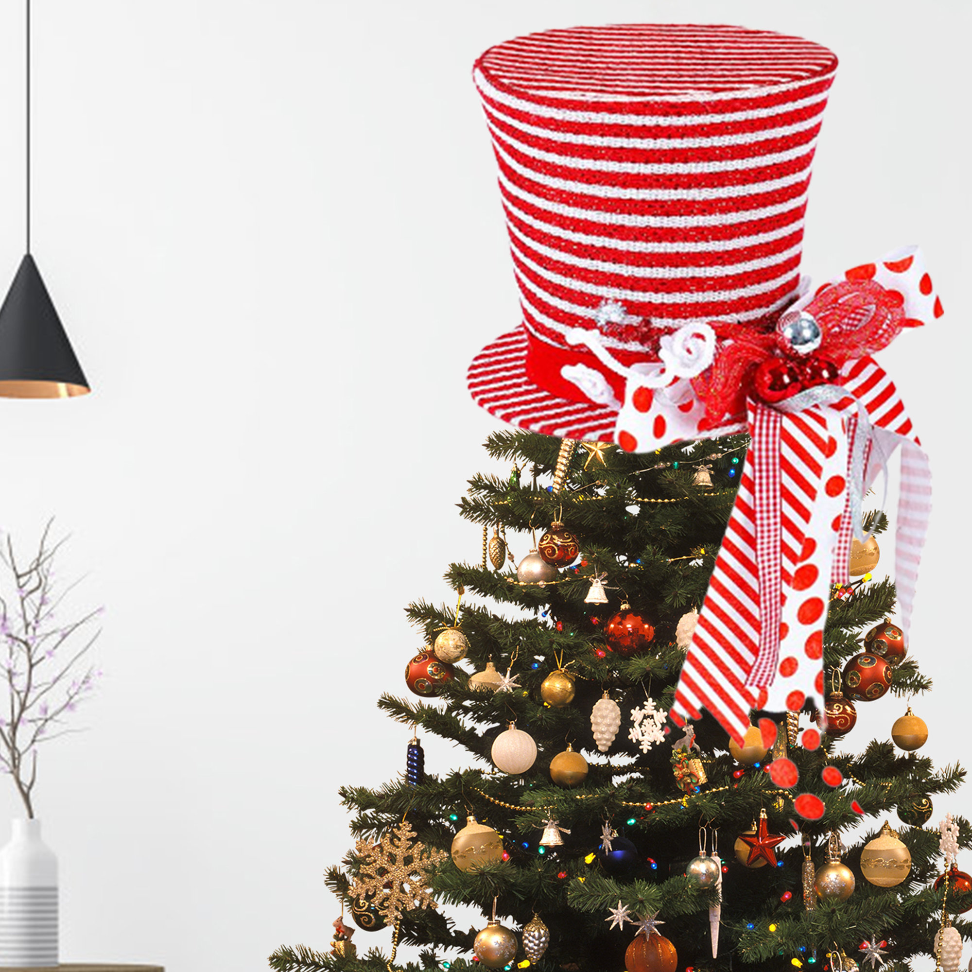 The Holiday Aisle® Christmas Retractable Bow Tree Top Hat