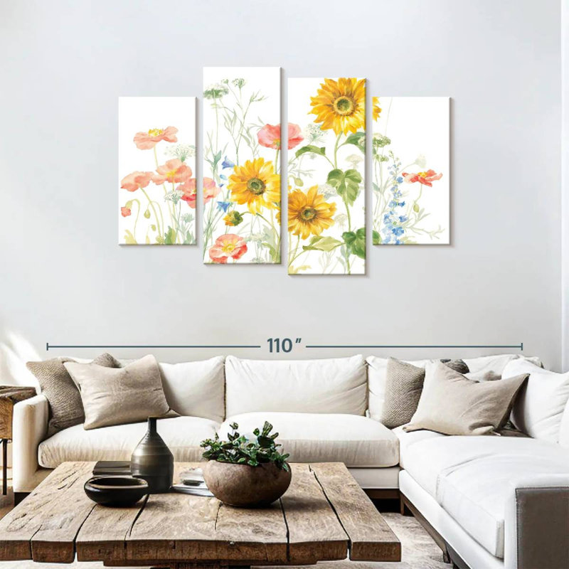 Floursack Florals On White I, 48" H x 75" W