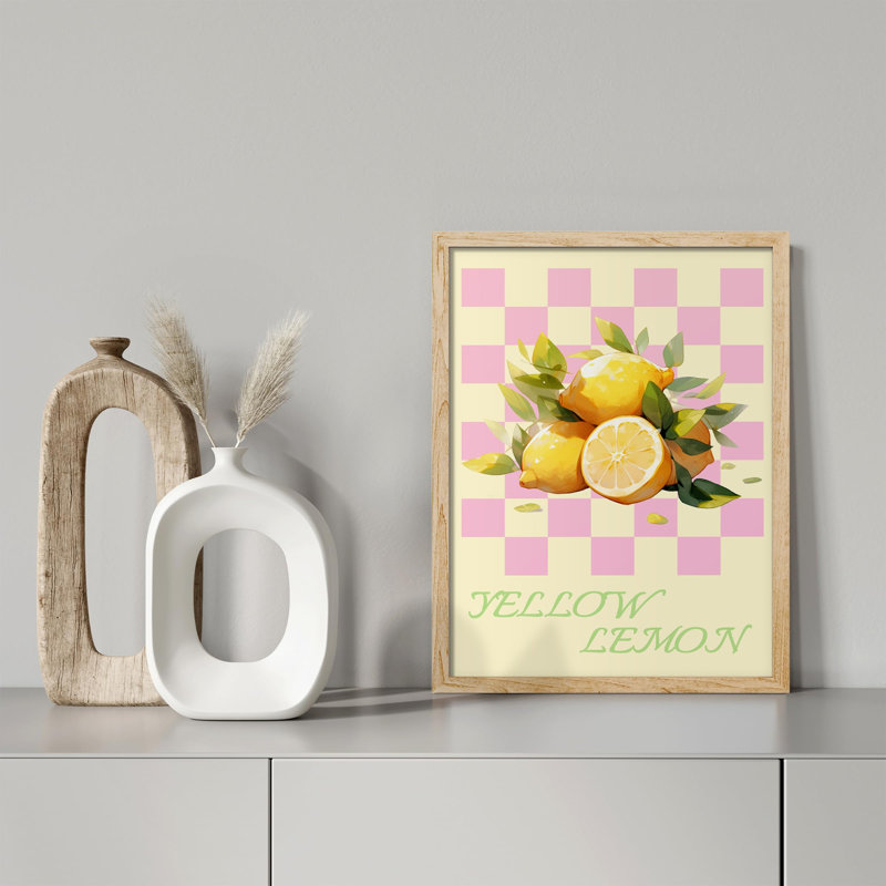 «Table de pique-nique à motif d'agrumes citronnés» sur papier, H 10 po x l 8 po, Naturel