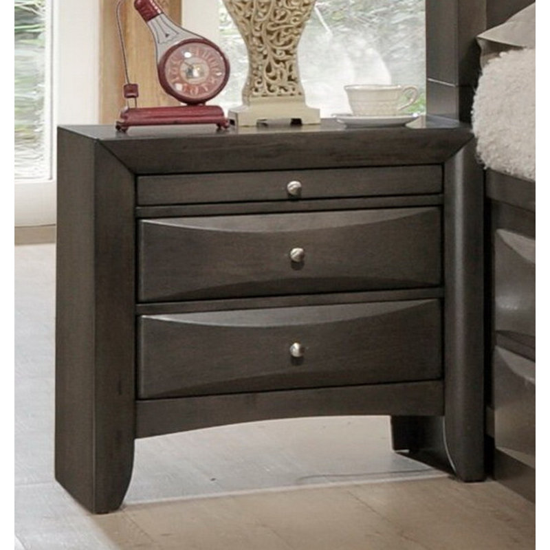 Table de chevet moderne noire 26 po x 17 po x 25 po, Chêne gris