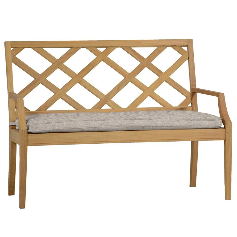 Banc en teck naturel Haley, Teck naturel, Sunbrella® ‑ lin colombe, Pas de soudure