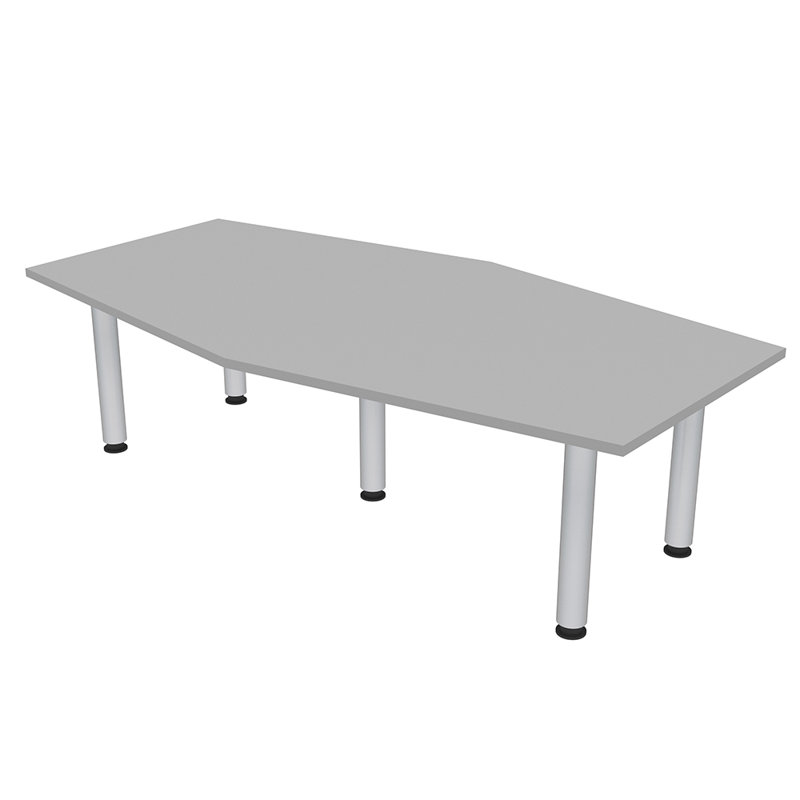 Table hexagonale avec pieds Nyemia, L 84 po x l 48 po, Brouillard gris, Argent argent