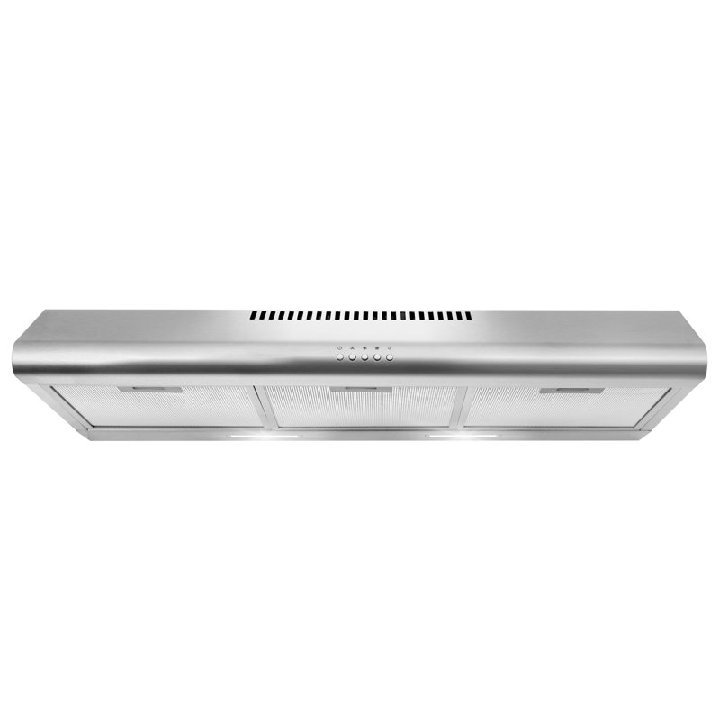Hotte sous un meuble à conduit 36 po Cosmo de la collection Delta, commandes à boutons, filtres réutilisables, lumières DEL, acier inoxydable