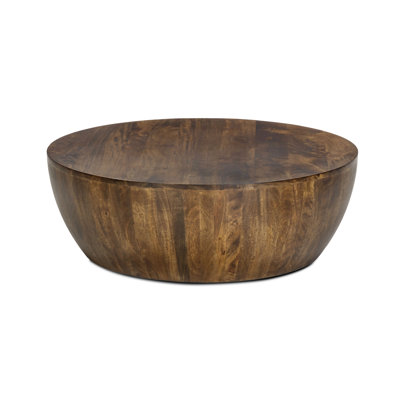 Table basse tambour en bois de manguier massif