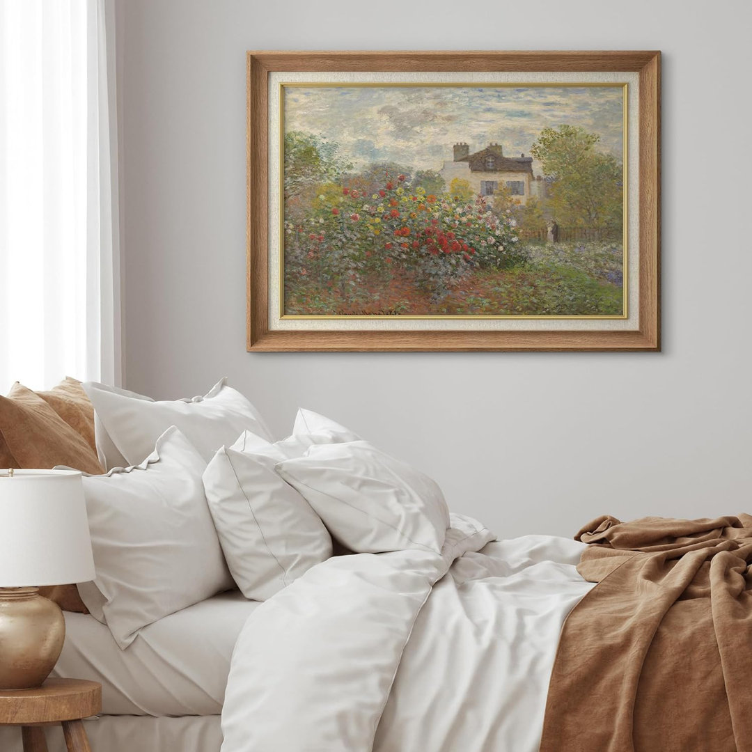 Famous Artwork Mid Century Shape Flower Garden In Argenteuil Framed On Paper by Claude Monet Print IDEA4WALL Mat 