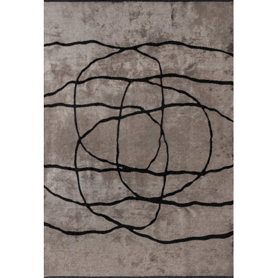 Rapture Black/Taupe Abstract Luxury Area Rug