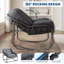 Fauteuil à bascule Papasan d'extérieur avec coussin moelleux, chaise berçante en osier en forme d'œuf pour terrasse, véranda, jardin, structure renforcée résistante aux intempéries