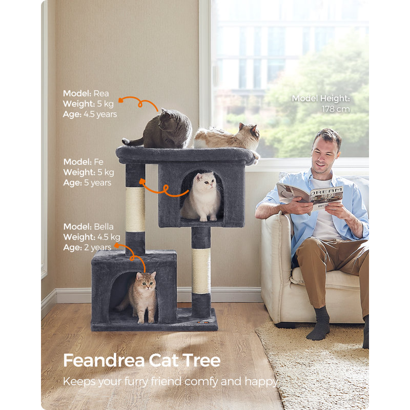 101cm H Cat Tree, Smoky Grey