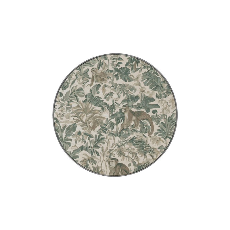 Machine Washable Gray Area Rug, Round 3'