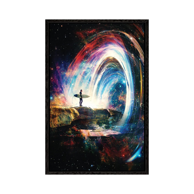 Space Barell by Nicebleed - Print on Canvas, Black Framed, 101.6cm H x 66.04cm W x 3.81cm D